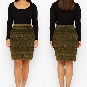 The Pyramid Collection Olive Lace Skirt
Size 1X